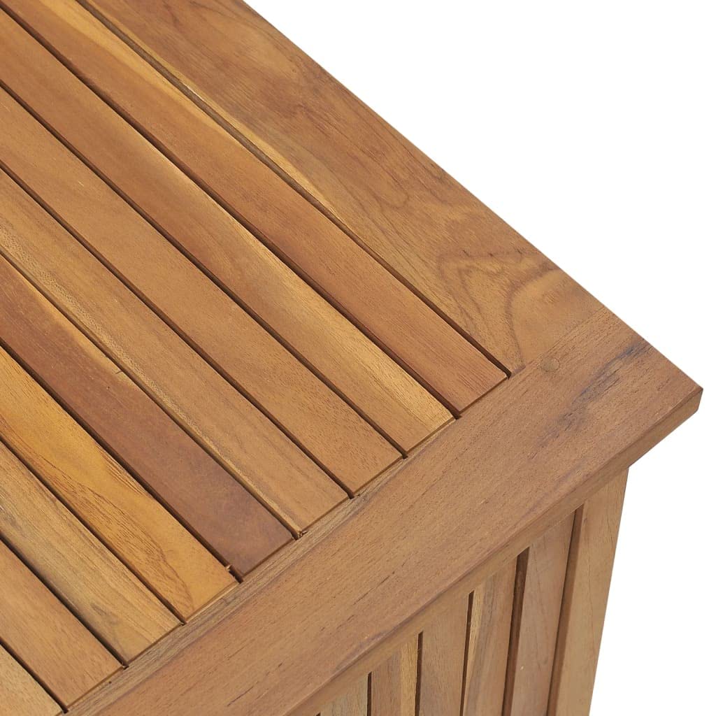 vidaXL 44 x 19.7 x 22.8 Inch Solid Teak Wood Patio Storage Box - Outdoor Deck Box for Cushions, Garden Tools & Pool Accessories
