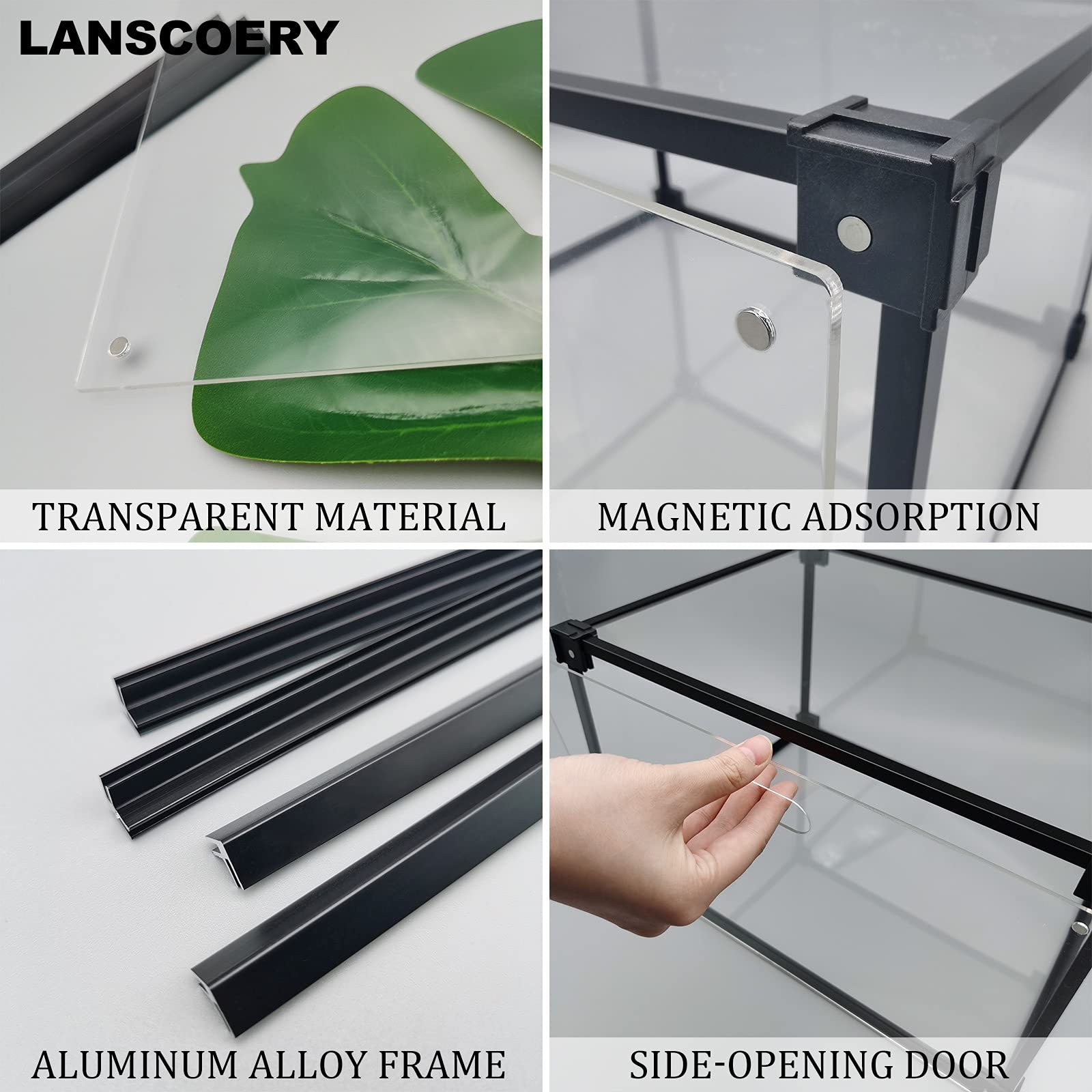 LANSCOERY Clear Acrylic Stackable Shoe Storage Box - Foldable Shoe Organizer with Magnetic Side Door for Sneakers, Boots, Heels & Flats | Perfect for Closet Organization & Shoe Display (Set of 1)