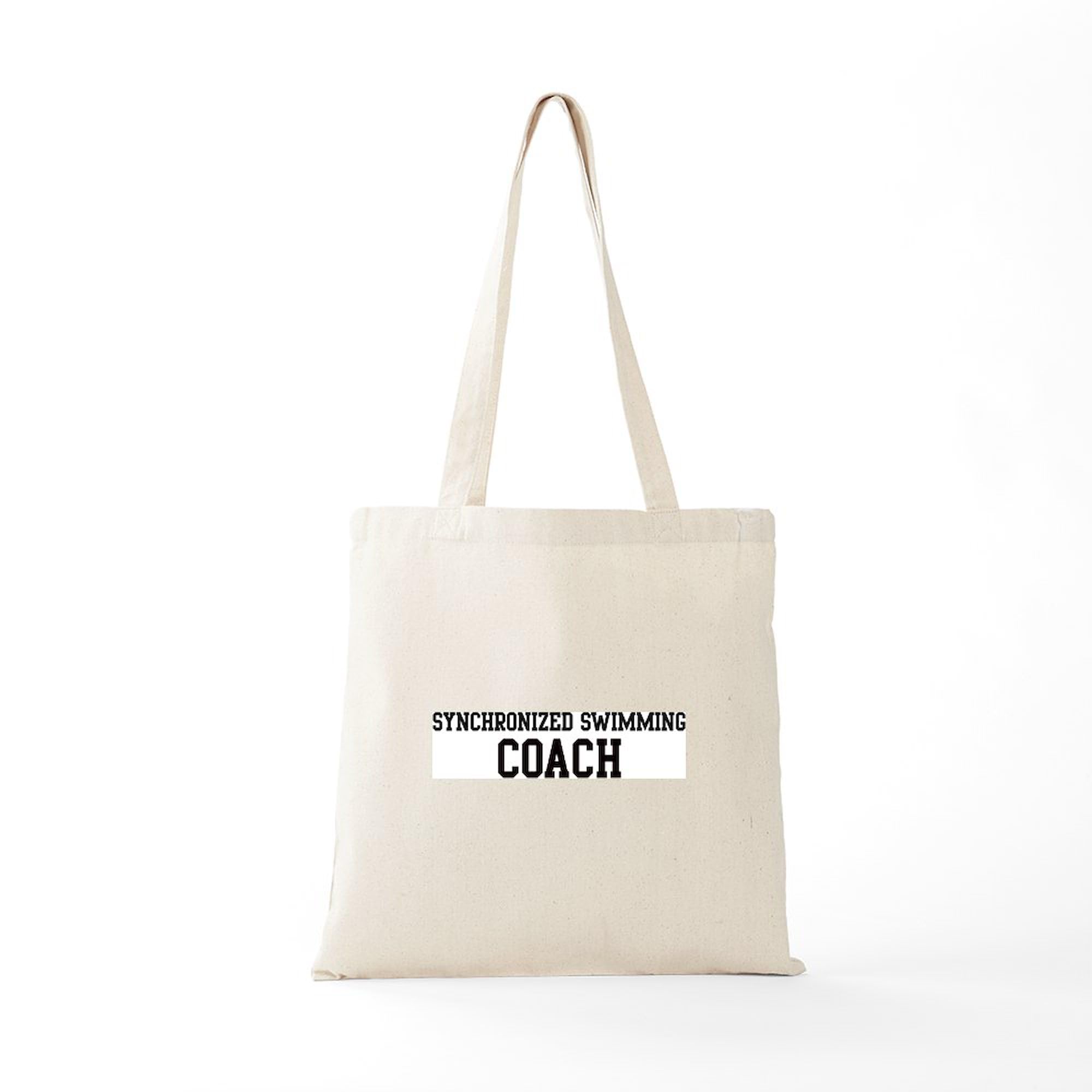 Synchronized Swimming Coach Tote Bag - Natural Canvas Reusable Shopping Bag for Coaches, Athletes & Fans | Perfect for Swim Meets, Practice & Groceries
