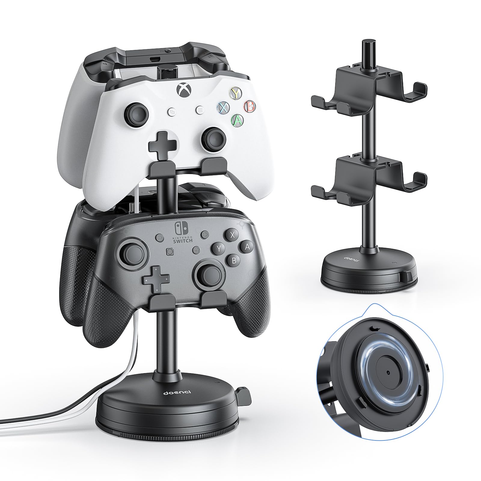 2-Tier Gaming Controller Holder for PS5, PS4, Nintendo Switch & Xbox - Headphone Stand with Suction Cup Base - Perfect for Playstation 5 Game Controllers & Headset Organization - Ideal for Gaming Setup, Bedroom or Living Room Storage