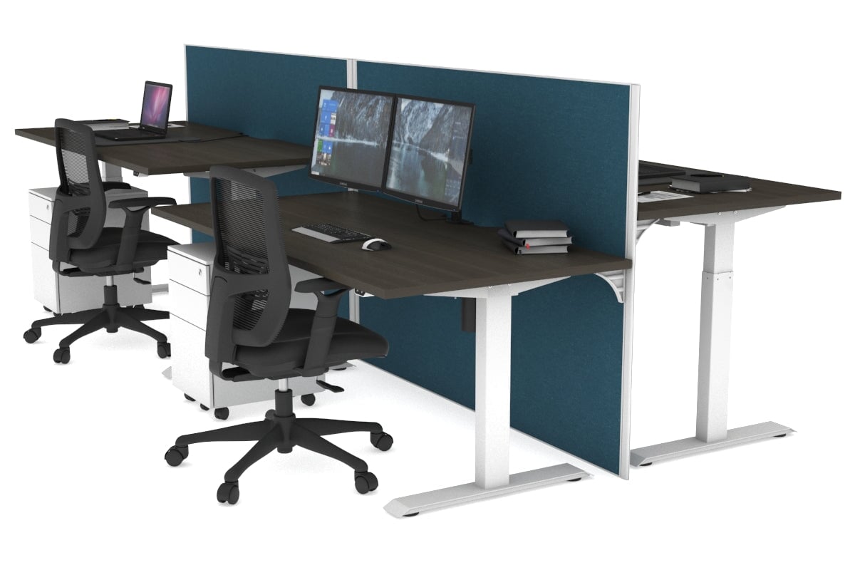 Just Right Height Adjustable 4-Person Workbench | 1400L x 800W Office Desk with Cable Management | Perfect for Team Collaboration & Computer Workstations