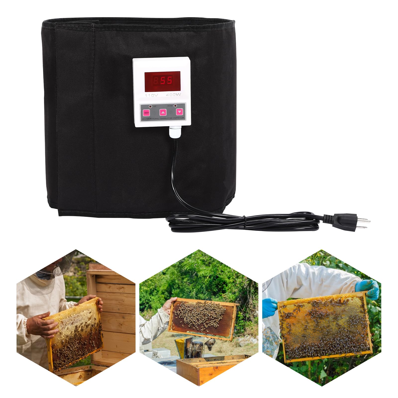 5 Gallon Honey Bucket Heater 110V 400W - Electric Honey Pail Warmer with LED Indicator & Digital Display - Beekeeping Supplies for Honey Producers - Perfect for Winter Storage & Crystallized Honey Liquefaction