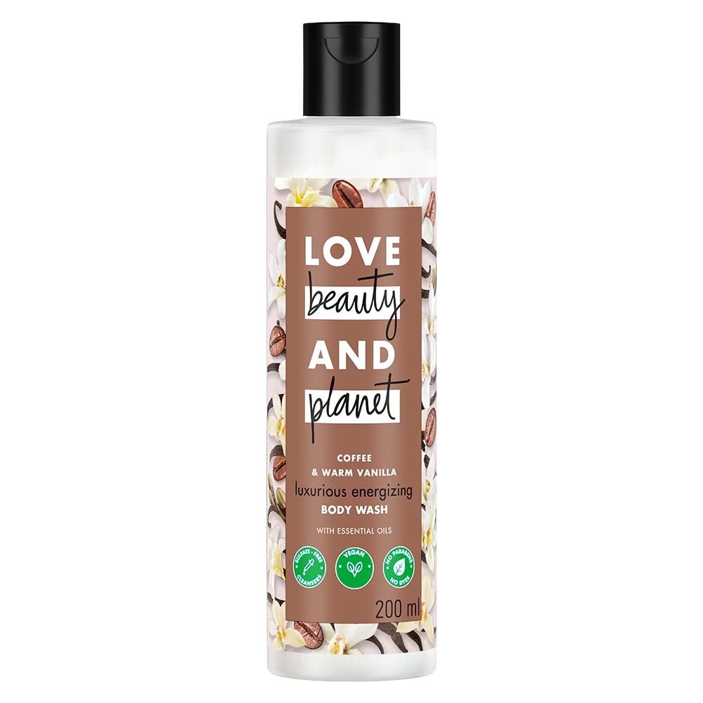 Love Beauty & Planet Moisturizing Body Wash - Sulfate & Paraben Free Shower Gel with Coffee & Warm Vanilla Scent (200ml) | Hydrating & Nourishing for Dry Skin | Perfect for Daily Shower & Relaxing Bath Time