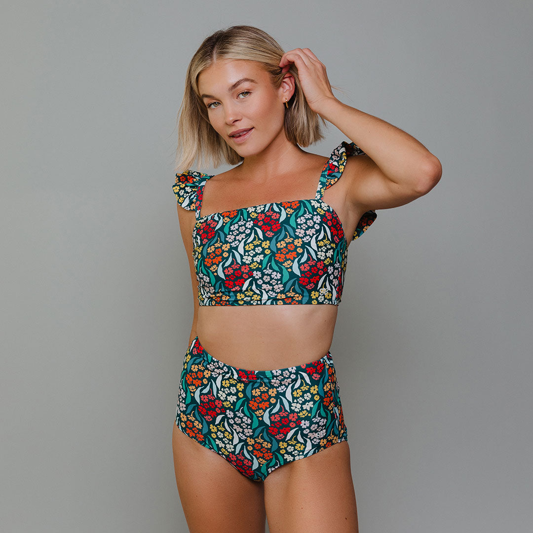 Costa Floral High Waisted Bottoms for Women - Comfortable Stretchy Yoga Pants with Floral Print - Perfect for Yoga, Workout, Lounge and Casual Wear