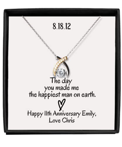 1st Anniversary Necklace Gift for Wife - Personalized 1 Year Wedding Jewelry Gift for Her, First Wedding Anniversary Keepsake, Engravable Heart Pendant Necklace - Perfect Romantic Gift for Anniversaries, Valentine's Day & Special Occasions