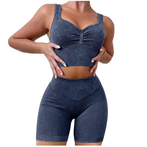 Ctreela Women's 2-Piece Outfit - Cami Crop Top & High Waist Shorts Set for Jogging, Yoga, Running, Gym | Perfect for Workouts, Lounge Wear & Summer Fashion