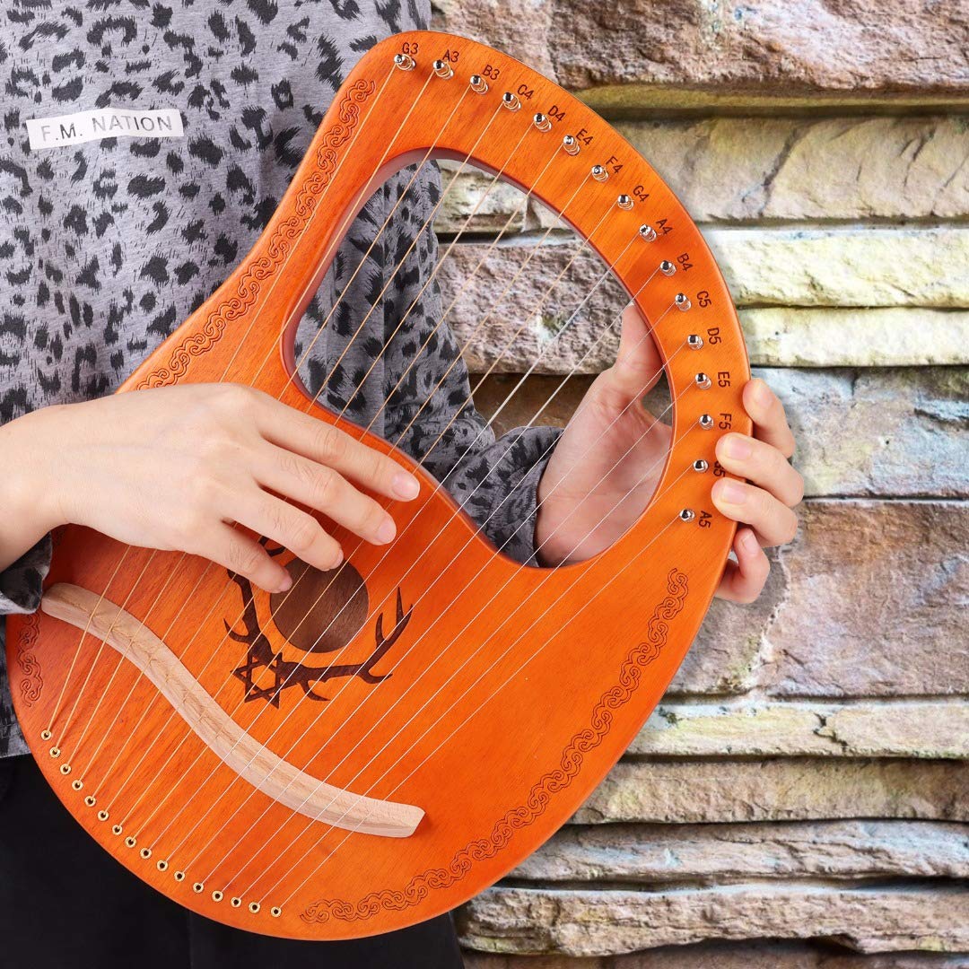16 String Mahogany Lyre Harp with Tuning Wrench & String Set - Professional Musical Instrument for Beginners & Music Lovers | Perfect for Meditation, Home Decor & Celtic Music Performances