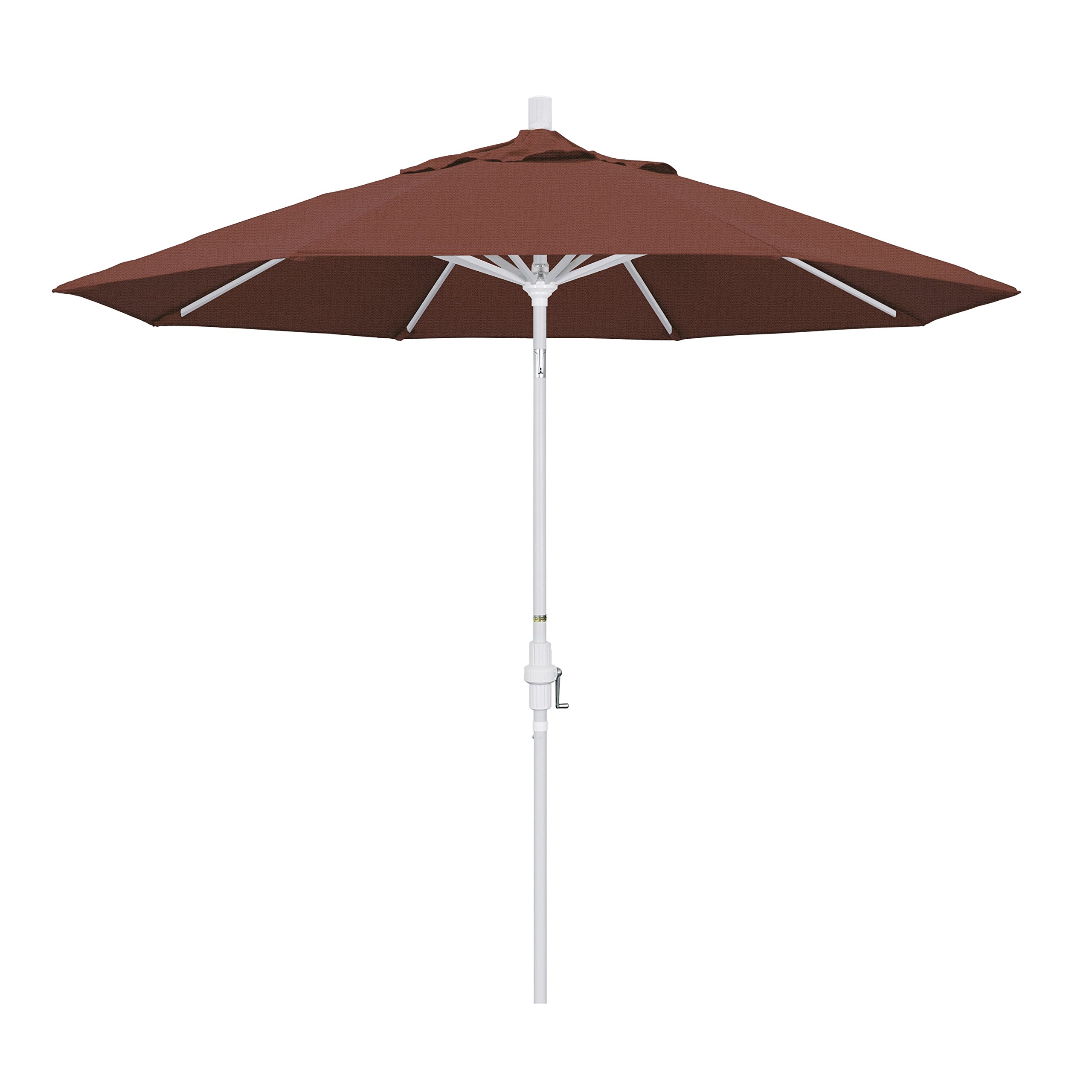 9' Aluminum Market Umbrella with Crank & Tilt - White Pole & Terracotta - Perfect for Patio & Outdoor Dining