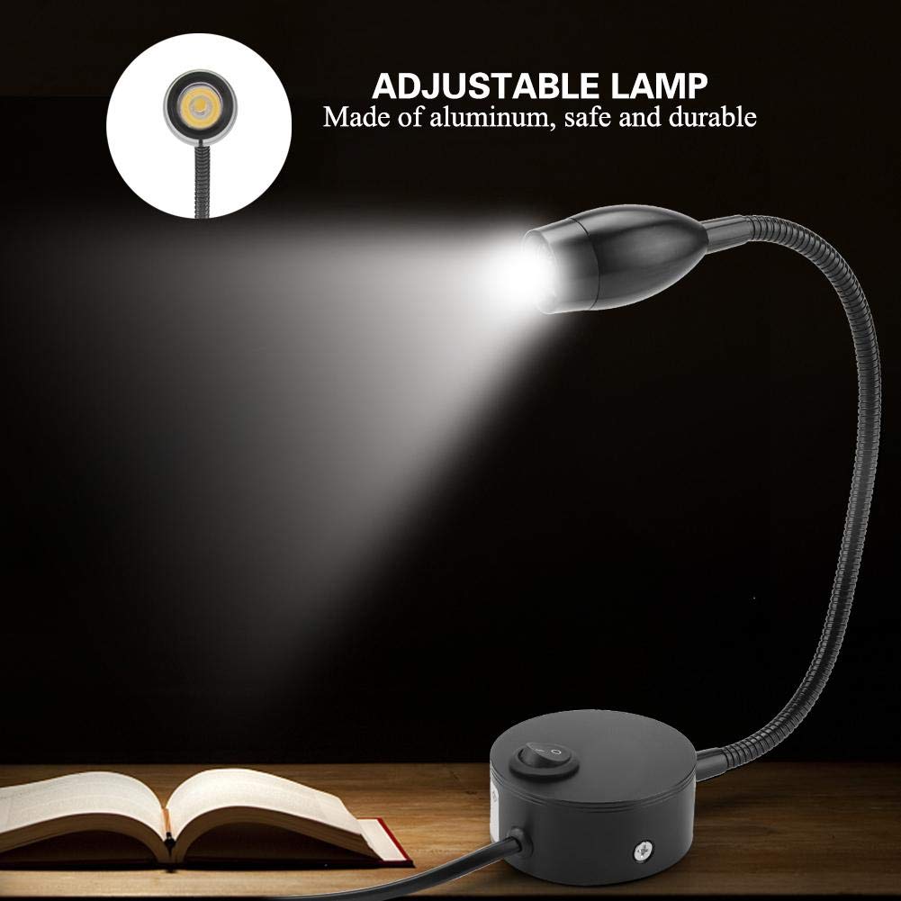 Garosa Adjustable LED Desk Lamp - Touch Control Dimmable Reading Light with Flexible Gooseneck for Bedroom, Office, Study, Workbench, Hotel (50~240V) - Perfect for Night Reading, Studying, and Workspace Lighting