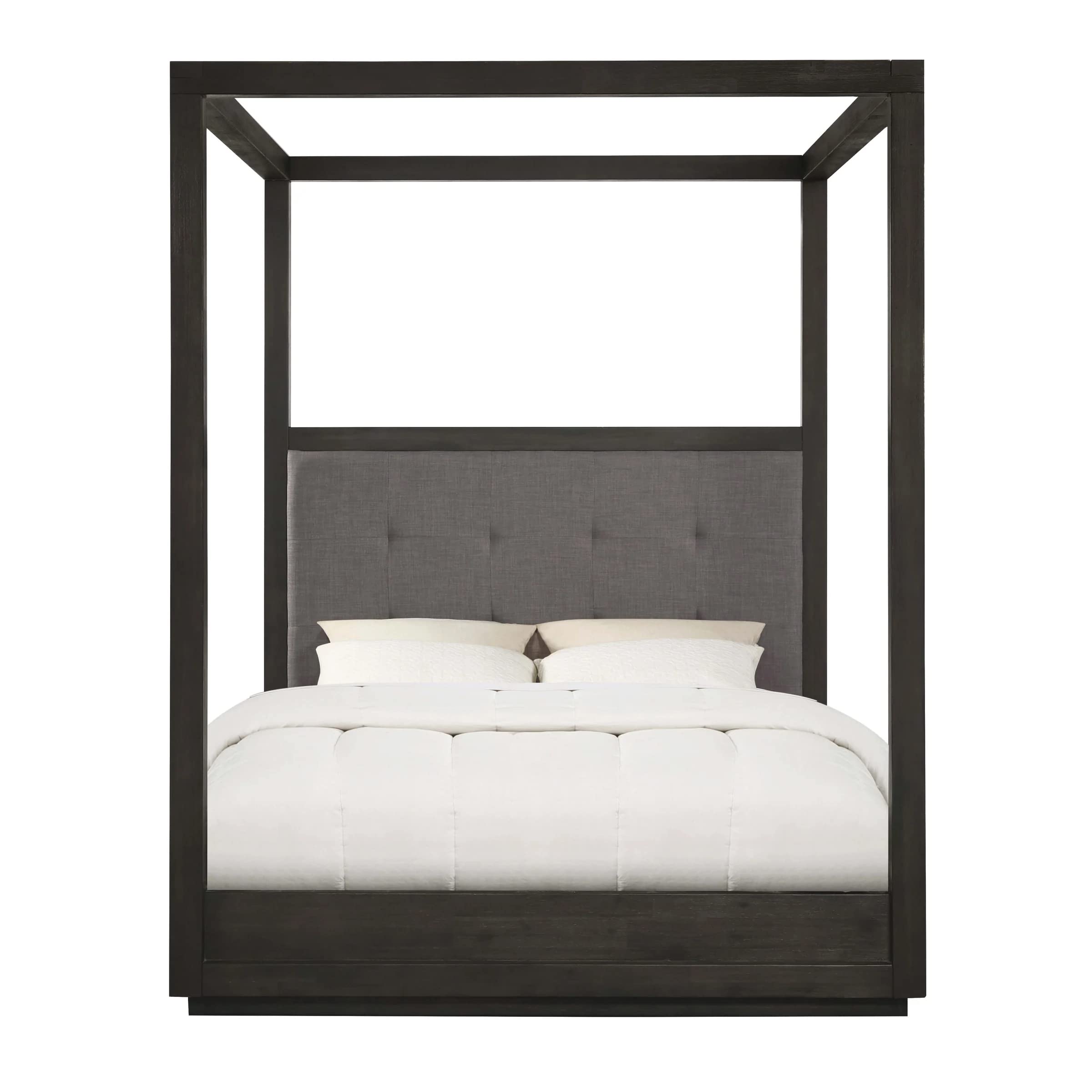 Modus Furniture Solid Wood Canopy Bed Frame - Full Size Oxford Dolphin Design for Bedroom, Guest Room & Master Suite