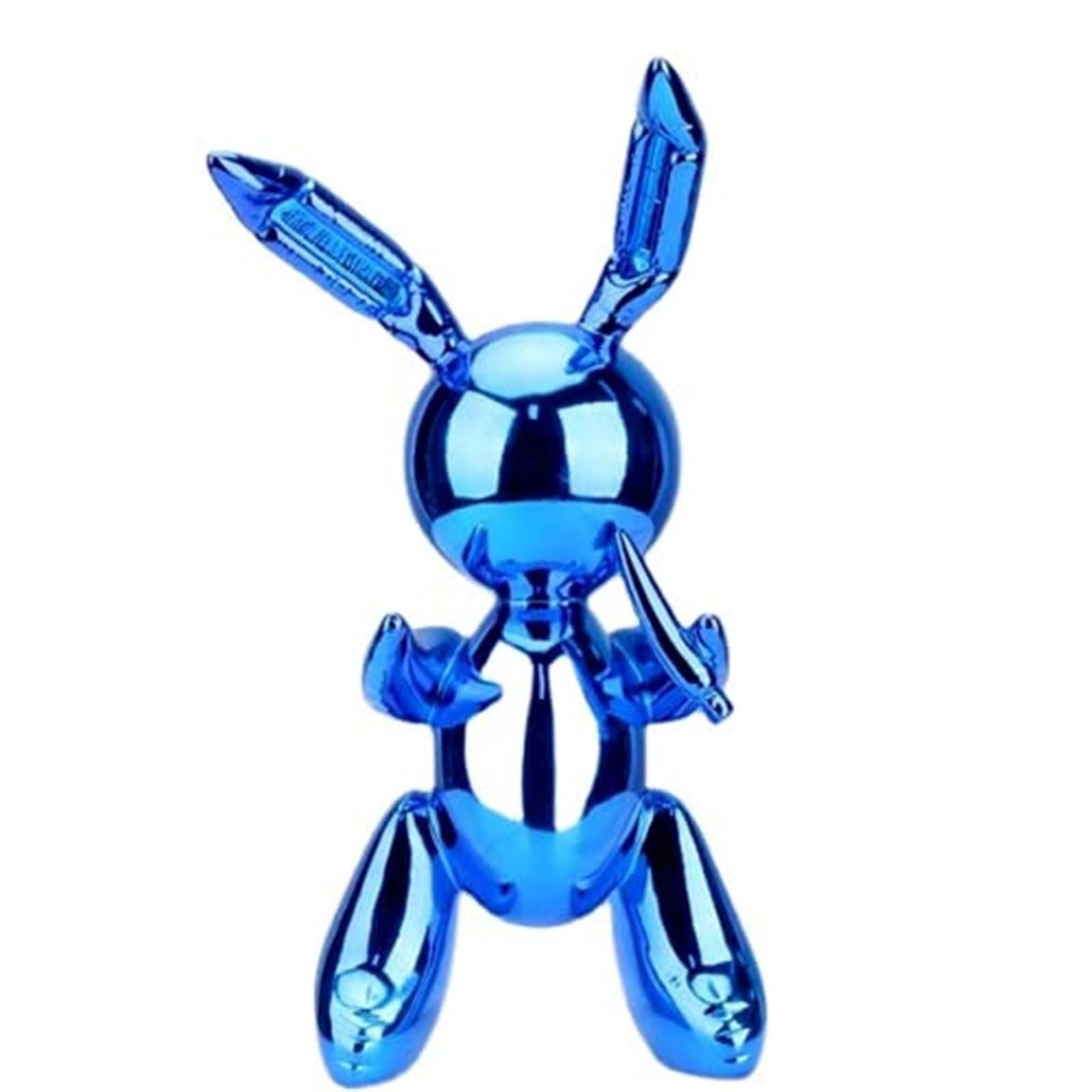 Elegant Resin Electroplated Balloon Rabbit Statue - Cute Animal Ornament for Home Decor, Table Decorations, Birthday Gifts (Blue, 12.99 Inch) | Perfect for Living Room, Bedroom, Party & Wedding Decor