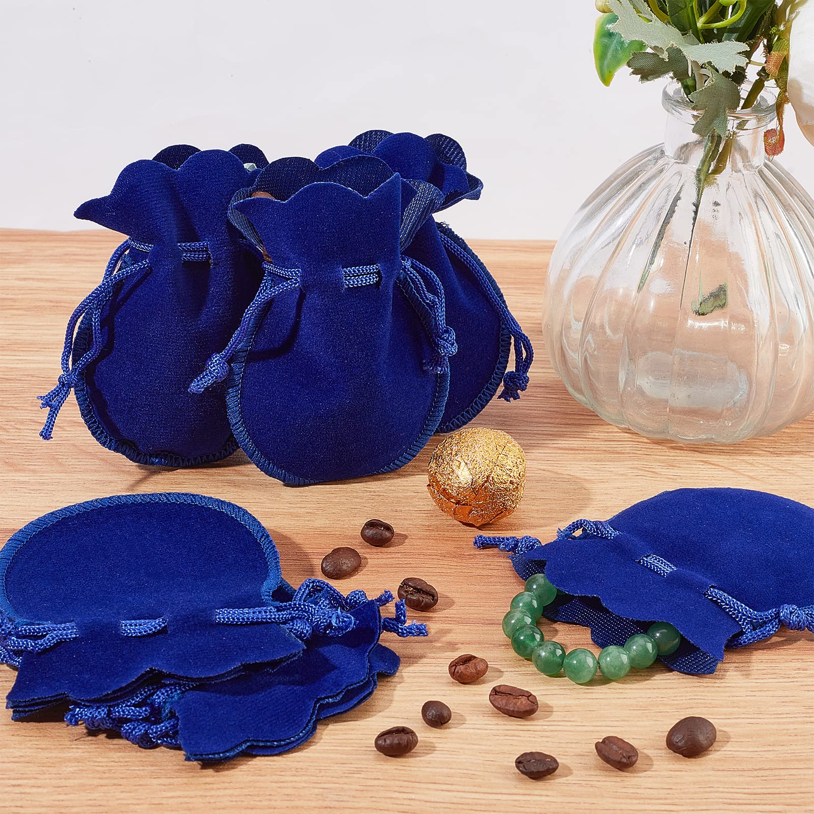 100 PCS Velvet Drawstring Bags 3.74×2.95 Inch - Medium Blue Jewelry Pouches for Gift Packaging, Wedding Favors, Christmas Party Supplies & Birthday Gifts - Perfect for Jewelry Storage, Party Favors, Bridesmaid Gifts & Small Item Organization