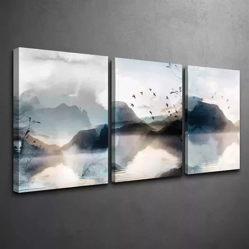 3-Piece Watercolor Landscape Wall Art Set - Framed Canvas 50x70cm (20x28in) - High Quality Print - 100% Australian Made - Ready to Hang - Perfect for Living Room, Bedroom & Office Decor