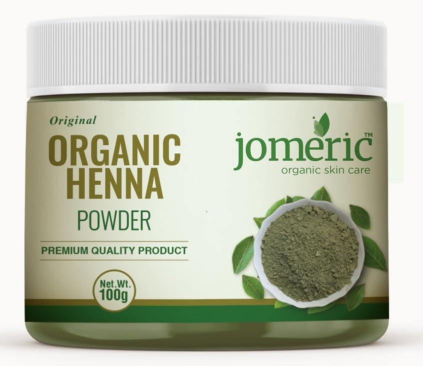 Jomeric Organic Henna Powder 100g | 100% Natural Mehandi for Hair Care & Body Art | Chemical-Free Herbal Dye for Men & Women | Safe for DIY Hair Coloring, Tattoos & Bridal Mehndi (Pack of 1)