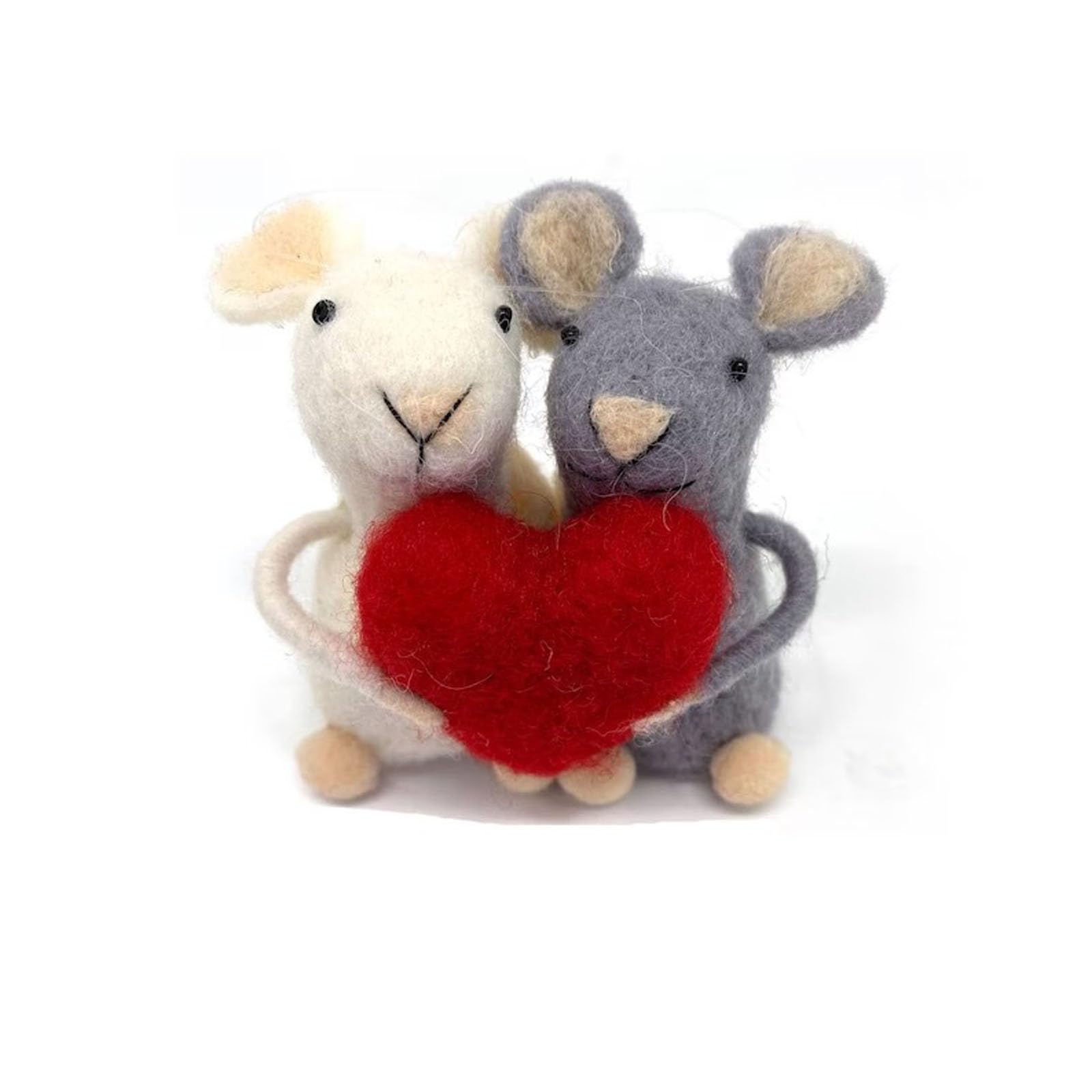 Handmade Felt Mouse Ornaments - Cute Valentine's Day Decor with Love Hearts, Perfect for Desktop Display, Gift Giving & Home Decoration