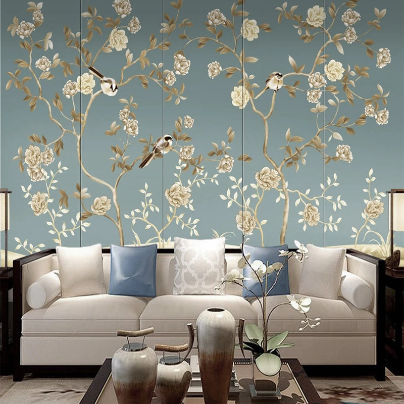 Elegant Sparrow Floral Wallpaper - Premium Peel & Stick Removable Wallpaper for Bedroom, Living Room, Nursery | Vintage Botanical Bird Pattern Home Decor | Easy DIY Installation & Waterproof
