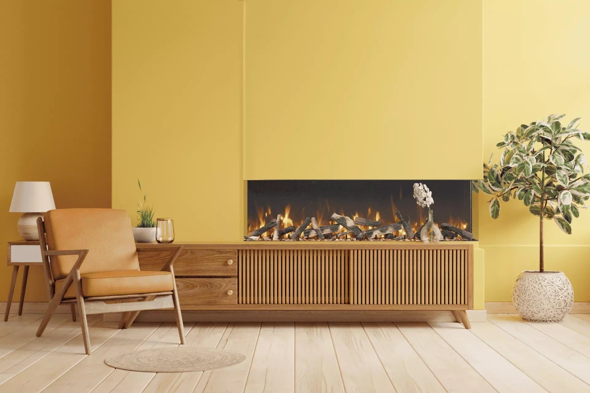 Amantii TRV 55 BESPOKE Tru View 3-Sided Built-In Electric Fireplace - Modern Home Heating Solution for Living Room, Bedroom & Office