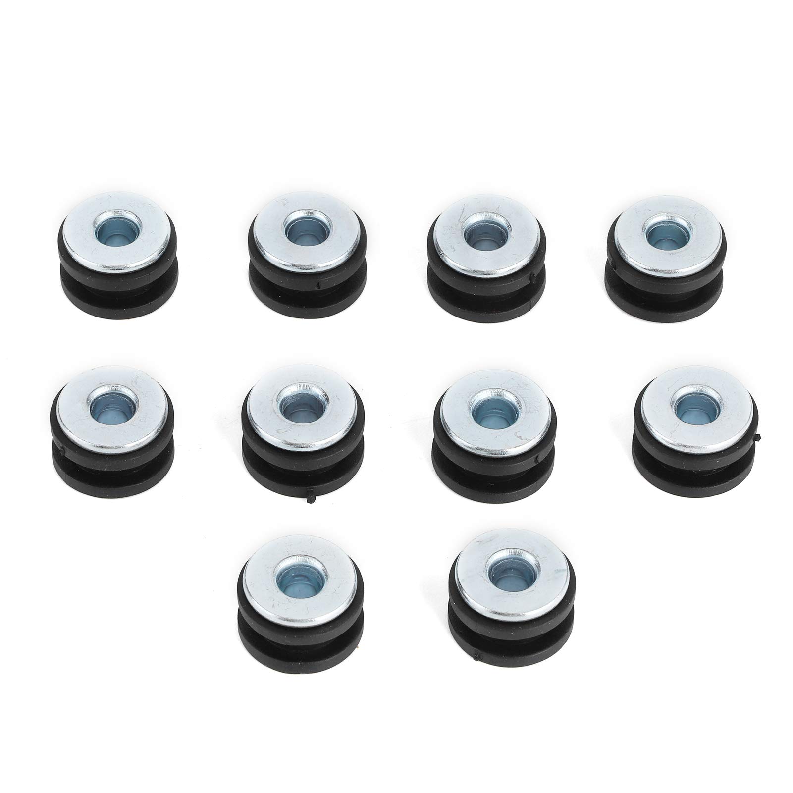 Black & Silver Rubber Grommets with Steel Core - Durable Motorcycle Fairing Replacement Parts | Easy Installation for Bike Maintenance & Customization
