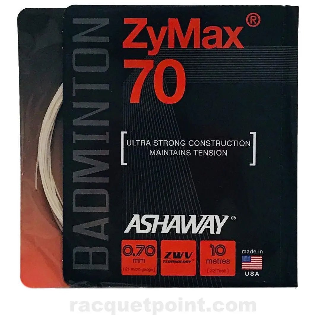 Ashaway ZyMax 70 Badminton String Set - High Performance, Durable Nylon Strings for Competitive Play | Perfect for Tournaments & Training Sessions | Ivory White