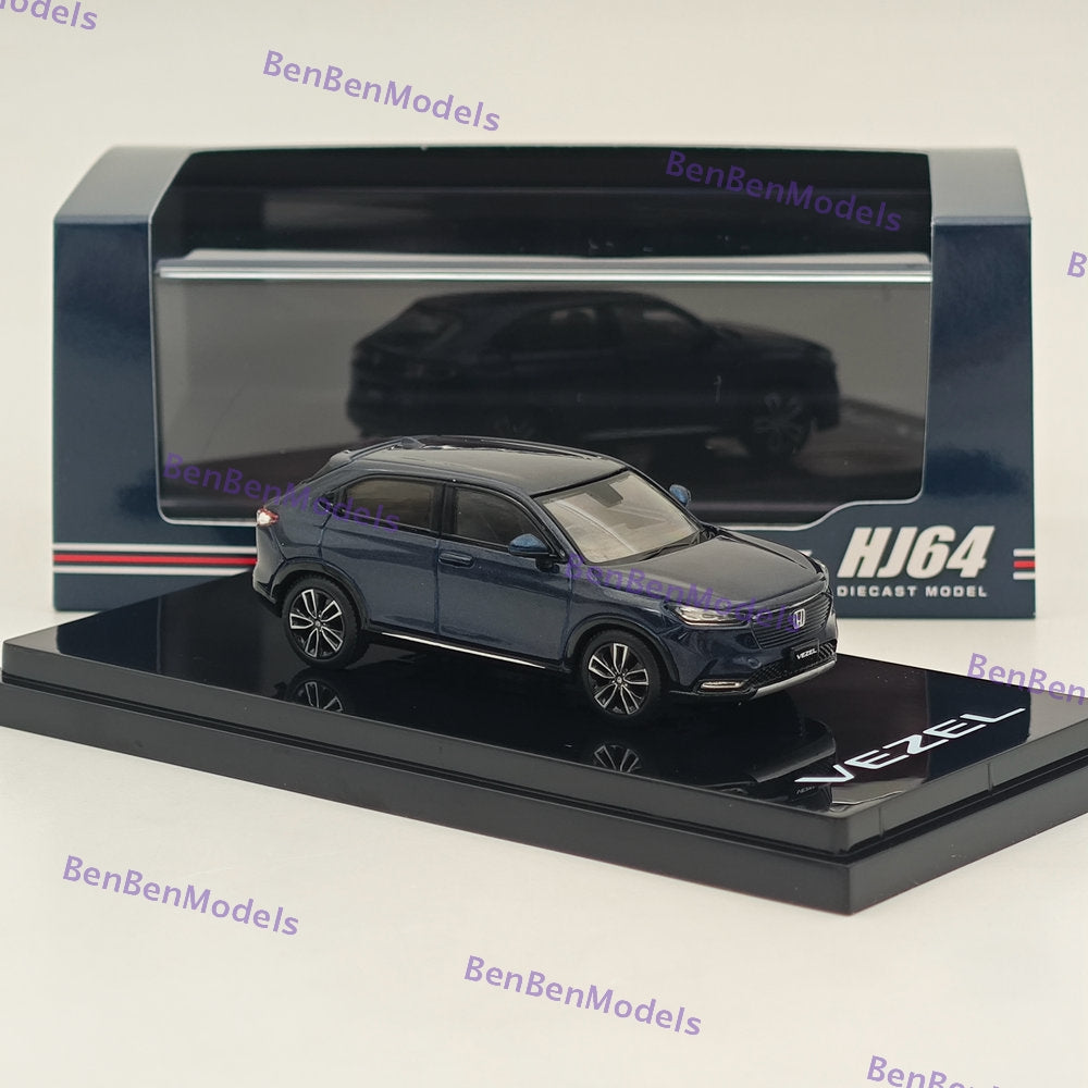 1/64 Scale Hobby Japan VEZEL e: HEV Z Midnight Blue Beam Metallic Diecast Car Model HJ641071ABL - Perfect for Collectors, Display, and Racing Enthusiasts