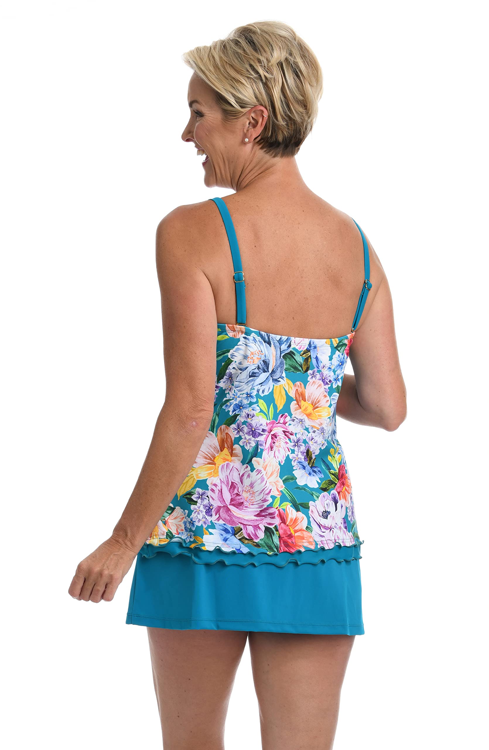 Maxine Of Hollywood Women's Ruffle Bandeau Tankini Swimsuit Top - Sexy Swimwear for Beach, Pool & Vacation | Adjustable Straps & Comfort Fit
