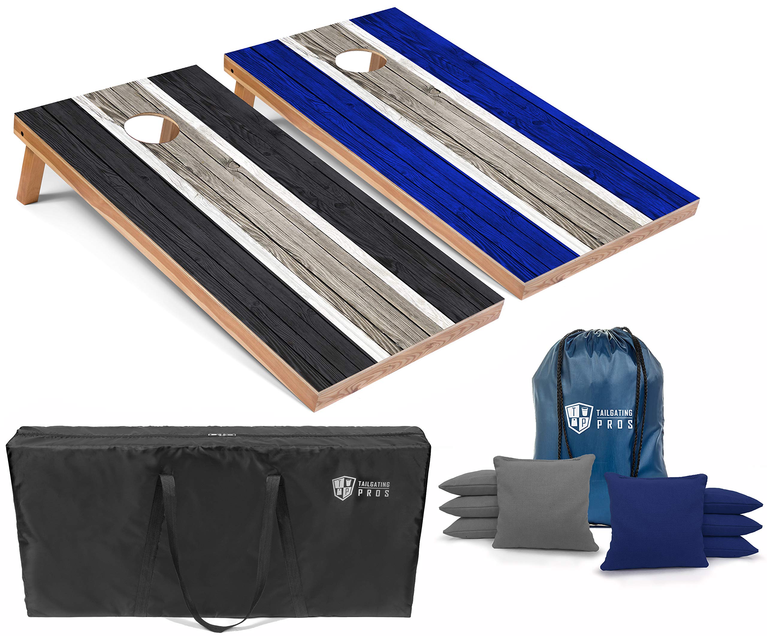 Premium LED Cornhole Board Set - 4'x2' Regulation Size with Lightweight Design, Striped Boards, LED Rings, 8 Bean Bags & Carrying Case - Perfect for Tailgating, Backyard Parties, and Outdoor Games