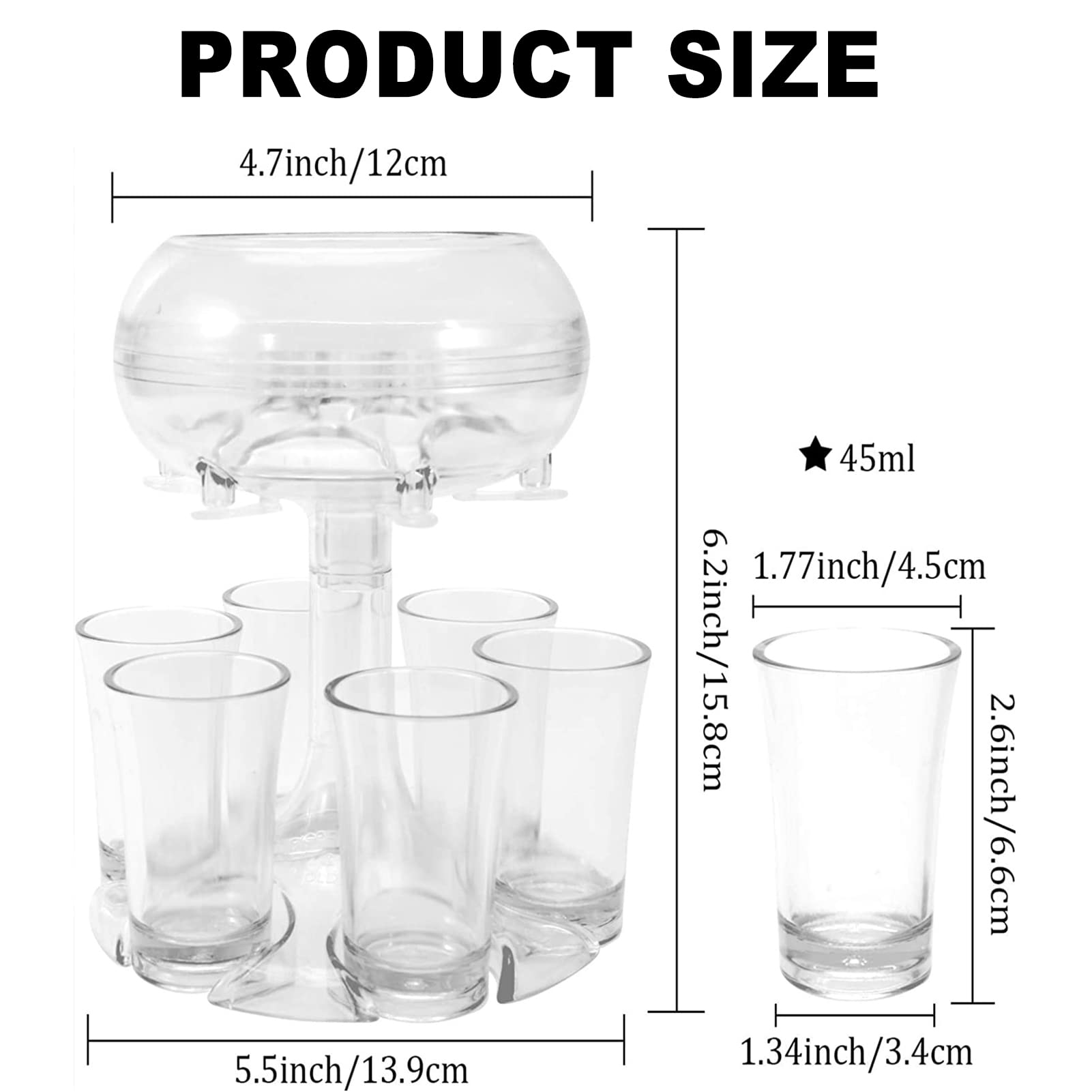 6 Shot Glass Dispenser with Cocktail Holder - Beer, Wine & Liquor Pouring Tool for Bars, Parties & Home Use - Perfect Christmas Gift for Cocktail Enthusiasts & Festival Celebrations
