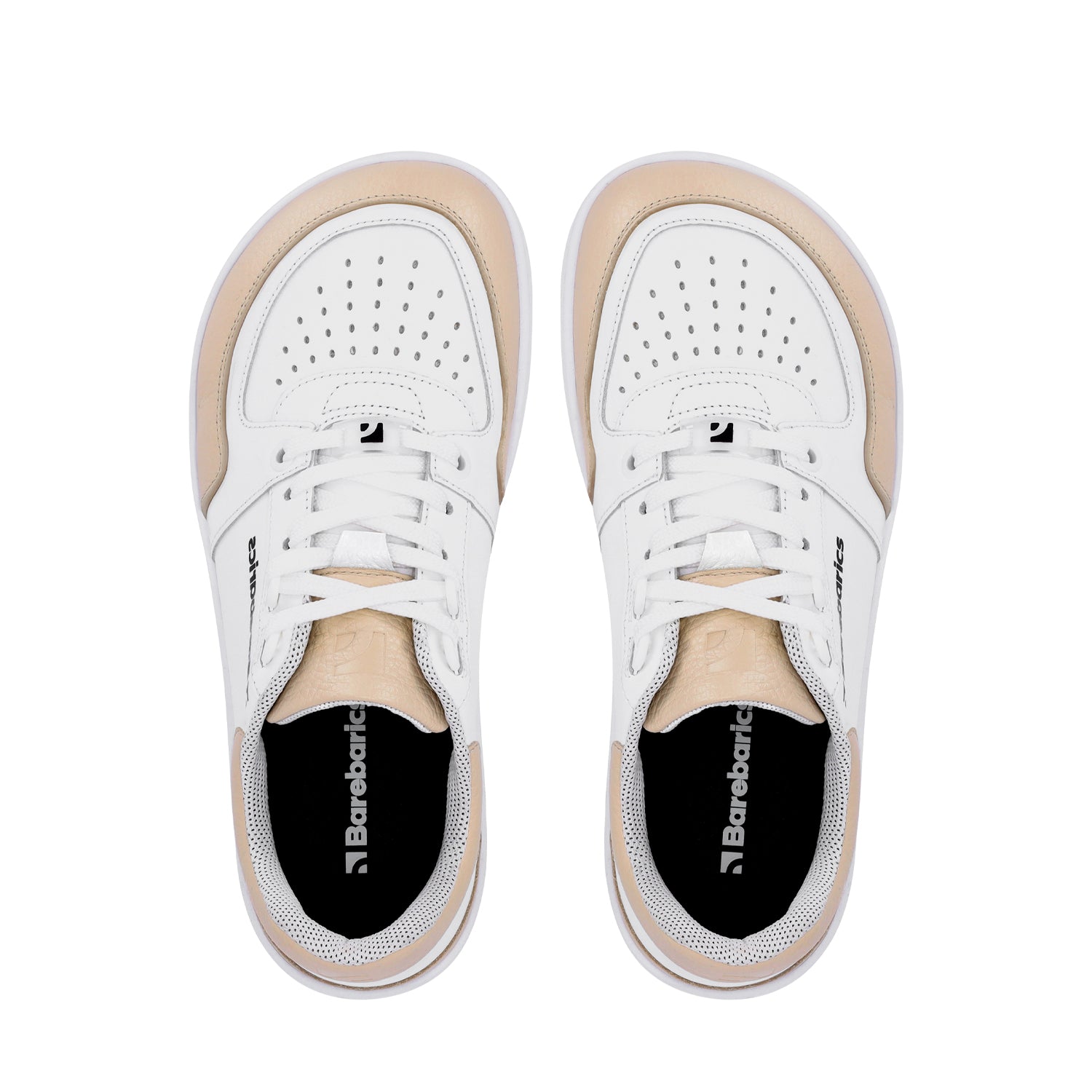 Barefoot Sneakers Barebarics Wave - White & Beige | Minimalist Zero Drop Shoes for Running, Walking & Gym | Lightweight & Flexible Barefoot Design
