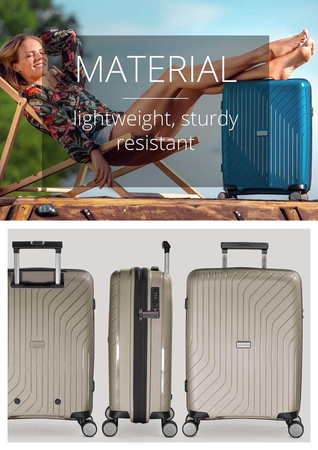 Premium Unisex Carry-On Luggage for Adults - Champagne Color, Lightweight & Durable Hand Luggage for Business Travel, Weekend Getaways & Airplane Cabin Use