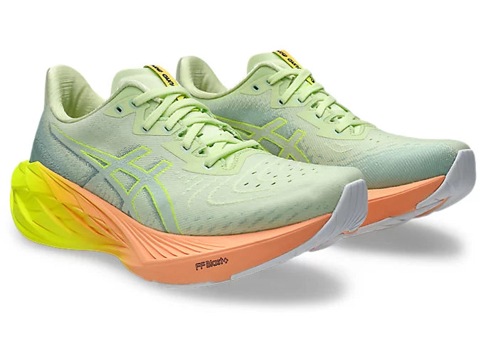 ASICS Men's NOVABLAST 4 Running Shoes - Lightweight Cushioned Sneakers for Jogging & Training | Cool Matcha/Safety Yellow Colorway | Perfect for Road Running, Gym Workouts & Daily Wear