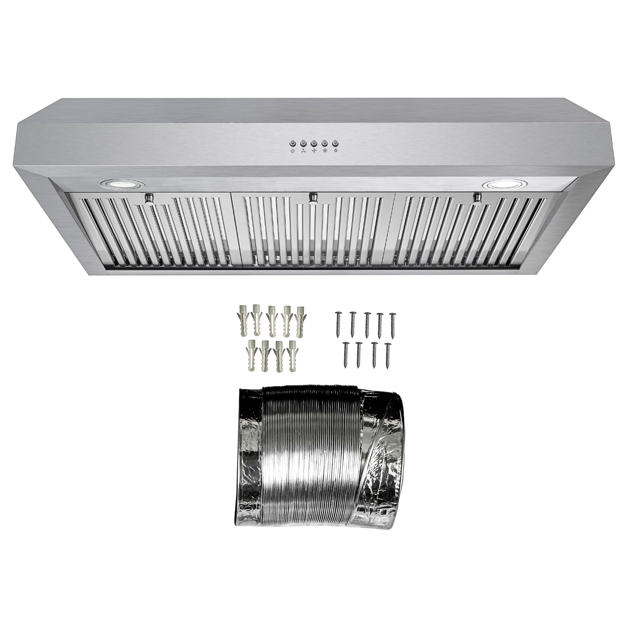 COSMO UC36 36-Inch Stainless Steel Under Cabinet Range Hood with 380 CFM Ducted Ventilation, LED Lights & Button Controls - Perfect for Modern Kitchens, Cooking, and Smoke Removal