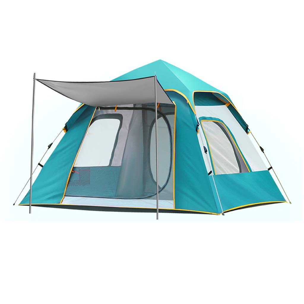 Dzwyc 4-Person Pop-Up Camping Tent - Automatic Instant Setup, 2 Mesh Doors & 3 Mesh Windows - Lightweight Portable for Outdoor Hiking, Backpacking, Beach & Picnics (Green)