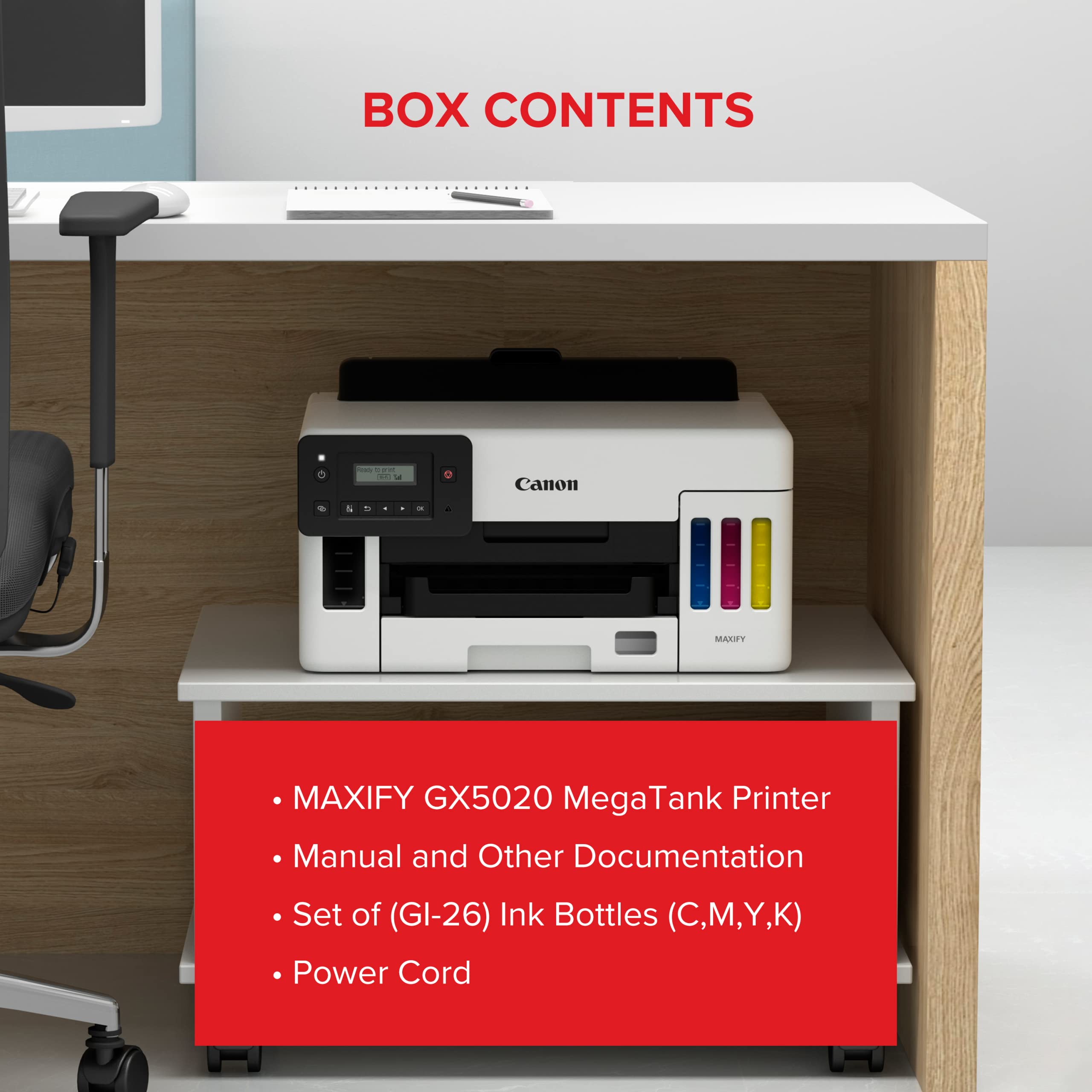 Canon MAXIFY GX5020 Wireless Single Function Printer - High-Speed Printing for Home & Small Office | Ideal for Documents, Reports & Everyday Printing Needs
