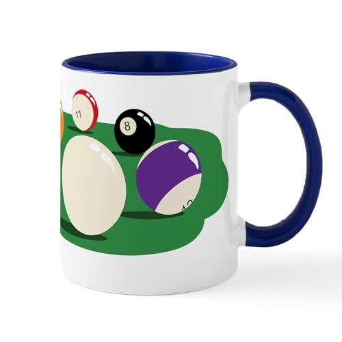 White/Navy Inside - Billiard Balls Pool Game Mugs