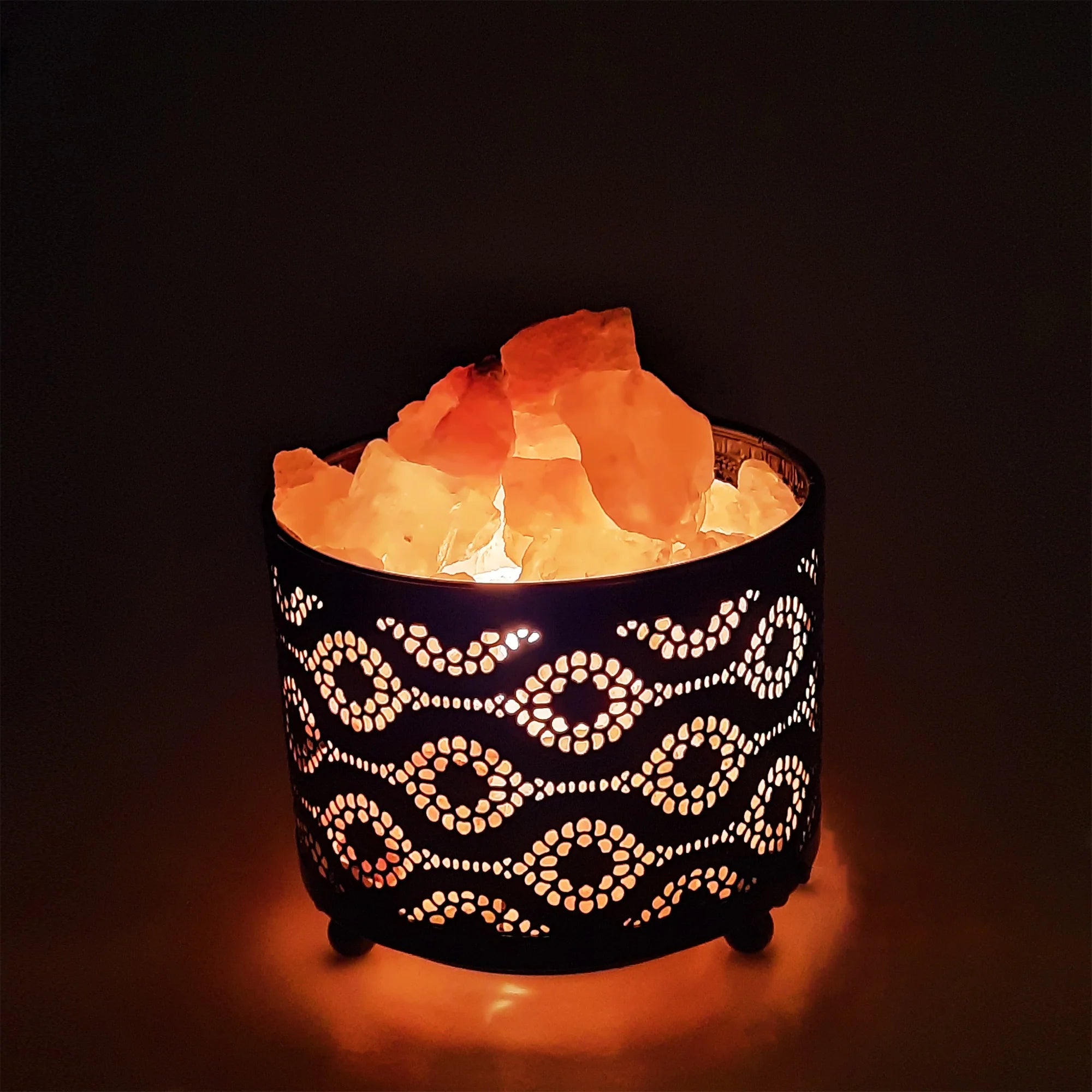 Himalayan Salt Lamp with Moroccan Design - Natural Air Purifier & Relaxing Night Light for Bedroom, Yoga, Meditation & Home Decor