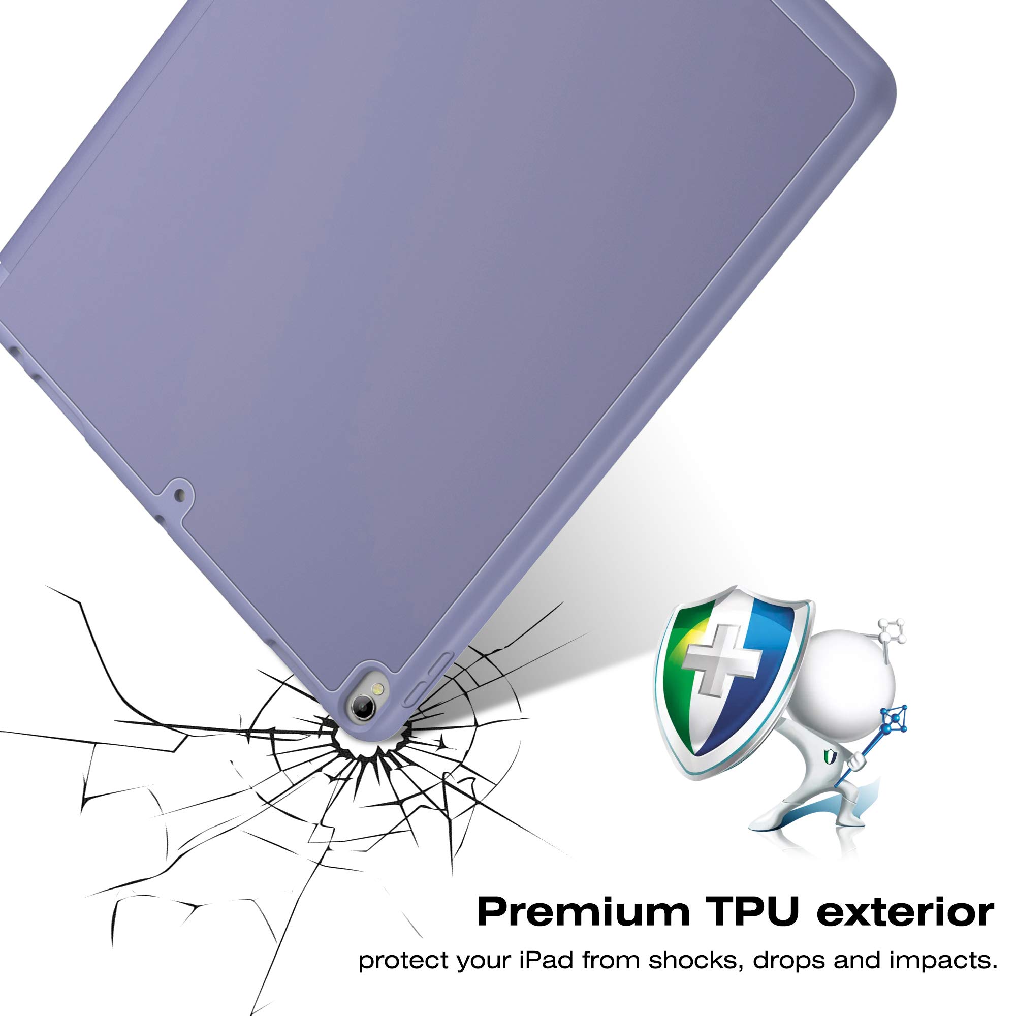 Ultra Slim Soft TPU iPad Air 3 Case (2019) with Pencil Holder & Auto Sleep/Wake - Full Body Protective Smart Cover for iPad Air 3rd Gen 2019 & iPad Pro 10.5 2017 - Perfect for Work, Travel & School (Lavender)