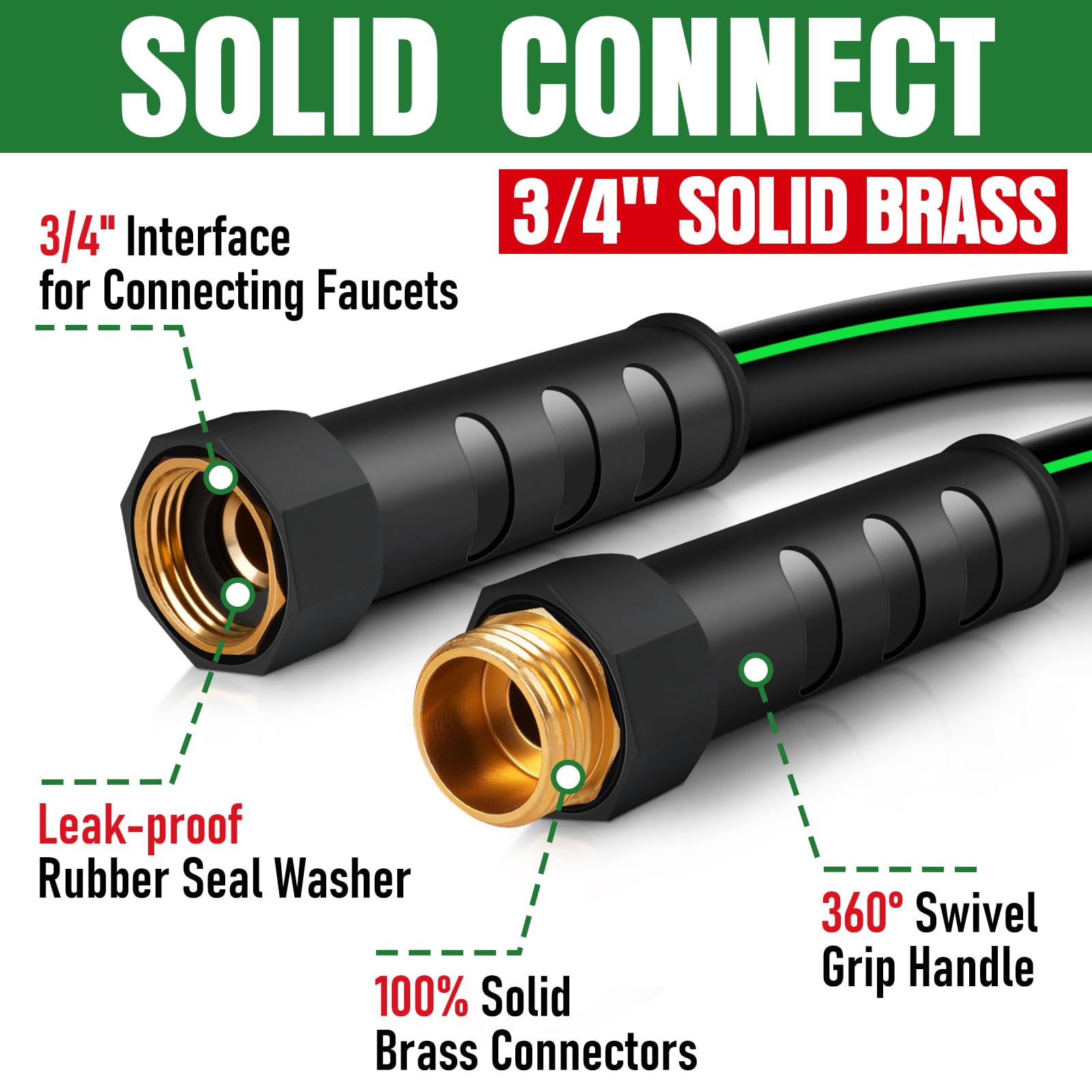 Heavy Duty 25ft Garden Hose - Non-Expandable, Flexible & Kink Resistant Water Hose with Leakproof Fittings | Lightweight Hybrid Hose for Lawn Care, Gardening & Outdoor Cleaning