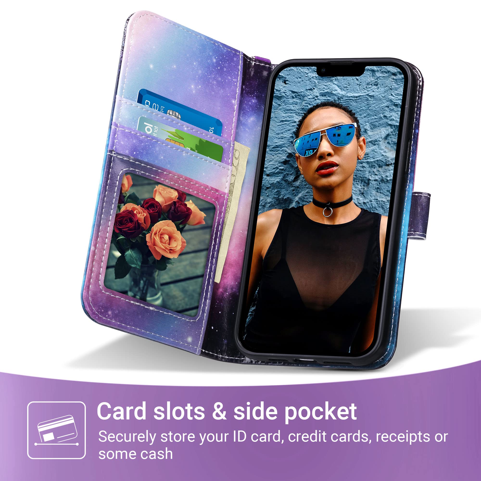 ULAK iPhone 13 Pro Max Wallet Case - 6.7 Inch PU Leather Flip Cover with Credit Card Slots & Kickstand | Shockproof Protective Phone Case for Women | Mandala Design | Perfect for Work, Travel & Daily Use