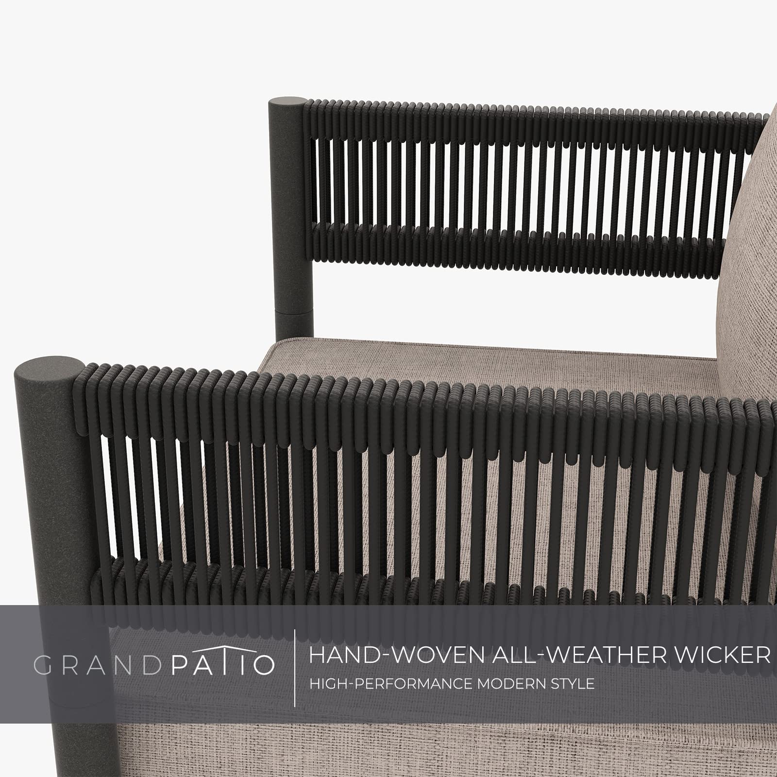 6-Piece Wicker Patio Furniture Set with Beige Cushions & Coffee Table - Outdoor Sofa Conversation Set for Backyard, Garden, Balcony - Perfect for Relaxing, Entertaining & Lounging in Your Outdoor Space