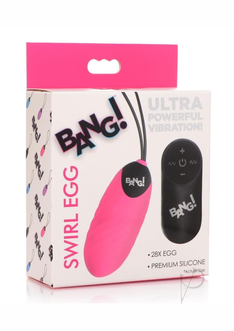 28X Swirl Rechargeable Silicone Egg with Remote Control - Pink Adult Toy for Couples & Solo Play, Perfect for Romantic Nights & Personal Pleasure