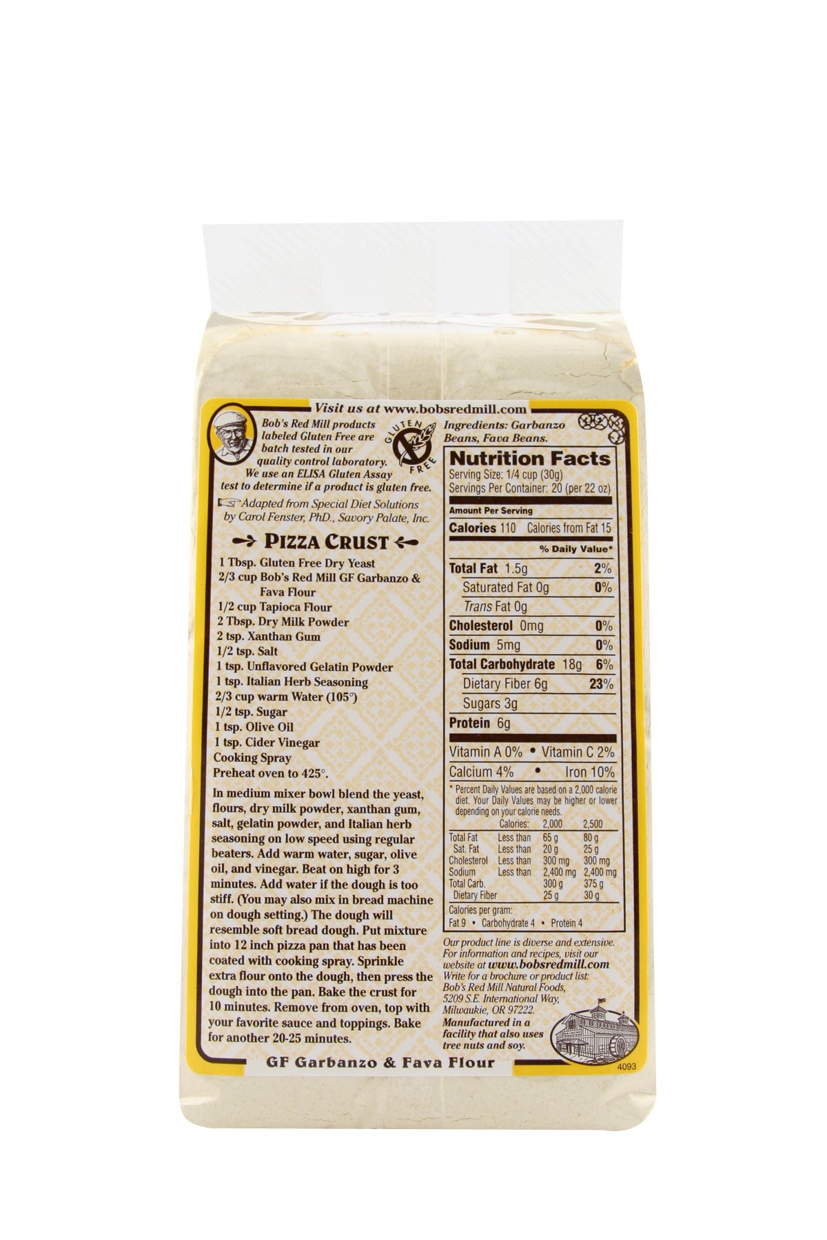 Bob's Red Mill Garbanzo Fava Flour - Gluten-Free, Non-GMO, 22 Ounce (Pack of 4) - Perfect for Baking, Cooking & Mediterranean Cuisine