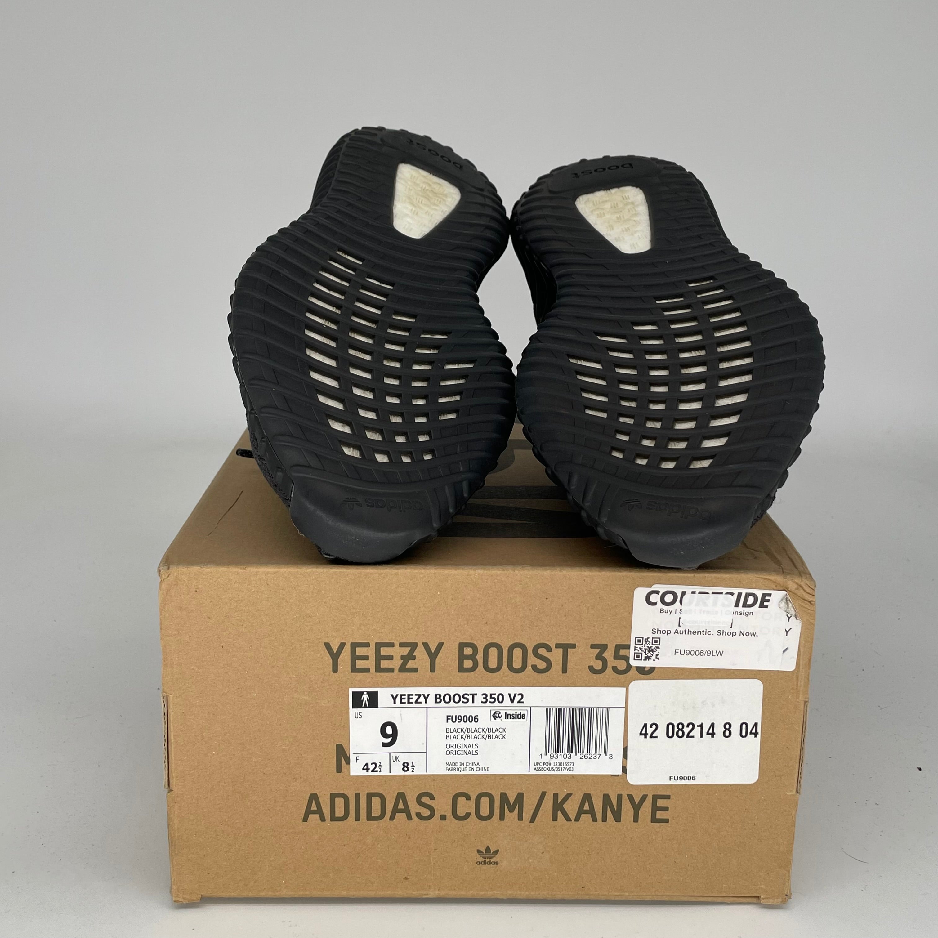 Adidas Yeezy Boost 350 V2 Black Non-Reflective Men's Running Shoes Size 9 - Style Code FU9006 | Perfect for Casual Wear, Gym & Street Fashion