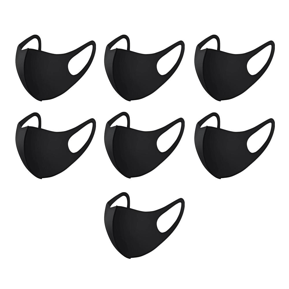 7-Day Pack of 3-Ply Black Washable Reusable Face Masks - Comfortable & Breathable (3 Sizes Available) - Perfect for Work, Travel & Daily Protection