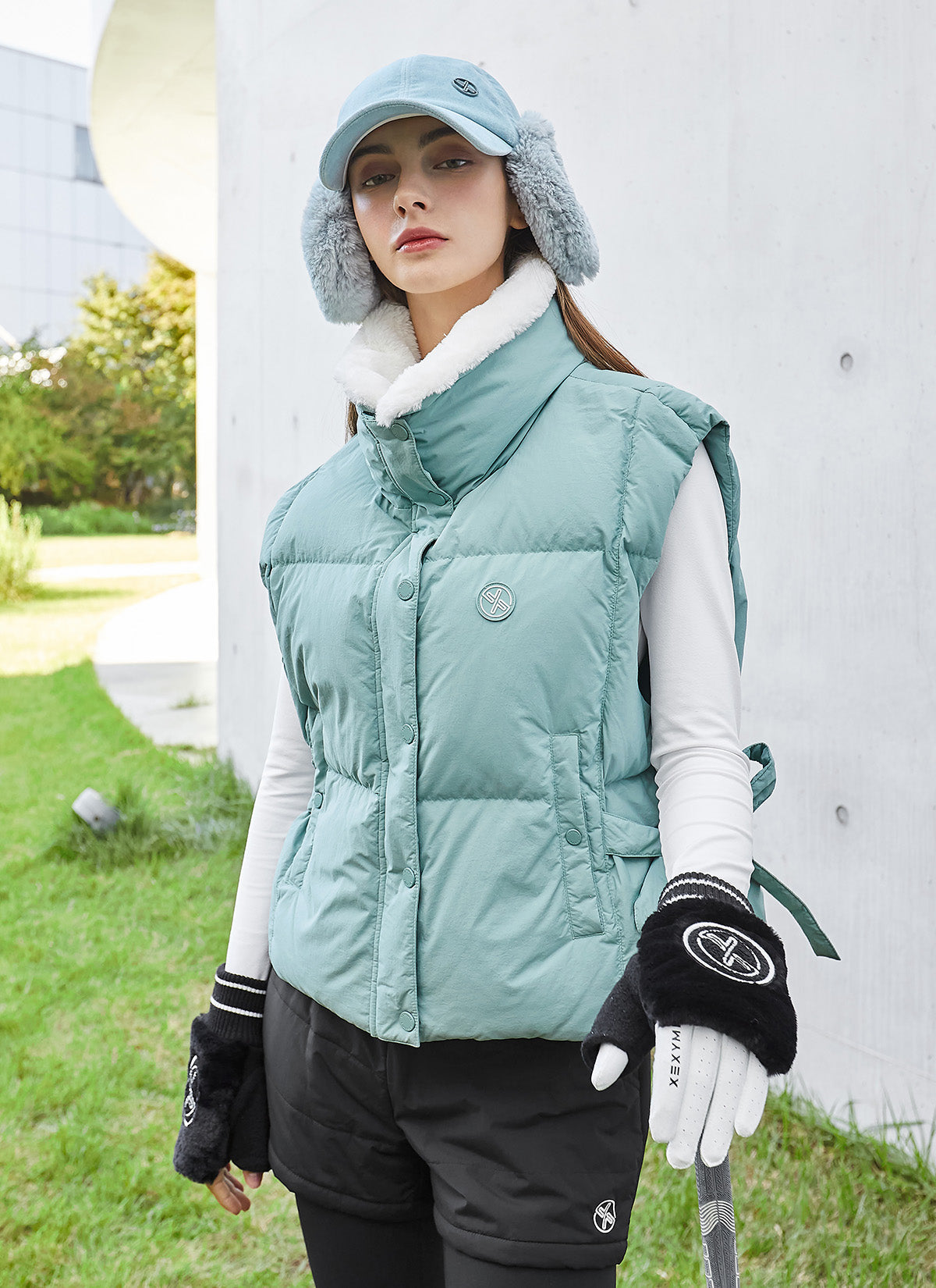 Women's Faux Fur Collar Goose Down Vest - Warm Winter Puffer Jacket for Outdoor Activities, Hiking & Casual Wear