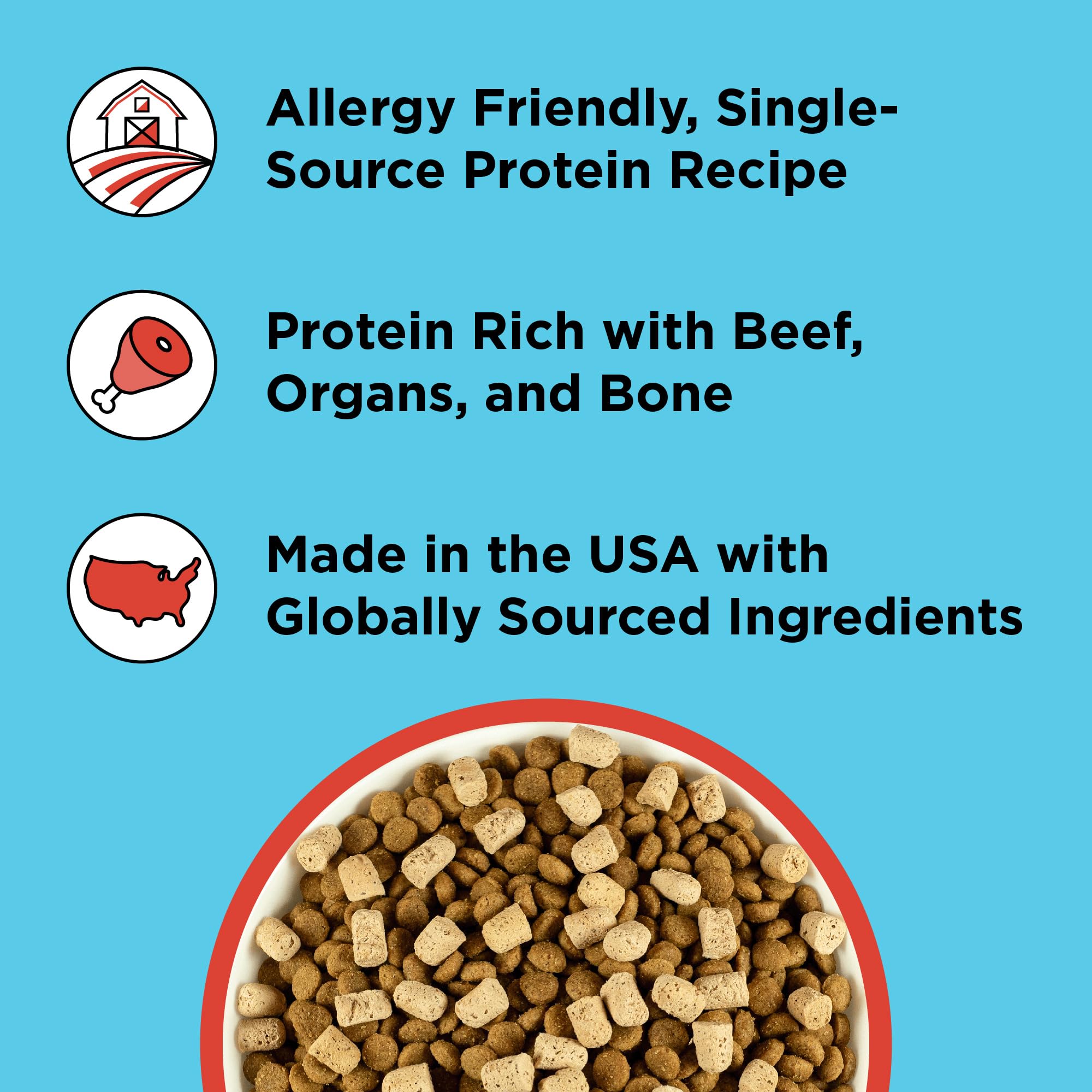 BIXBI Liberty Freeze Dried Dog Food Topper & Treats - High Protein Beef Recipe (4.5 oz) | 98% Meat & Organs | Grain-Free, No Fillers | Raw Dog Food Supplement | Made in USA | Perfect for Training, Mealtime Topping & Travel Snacks