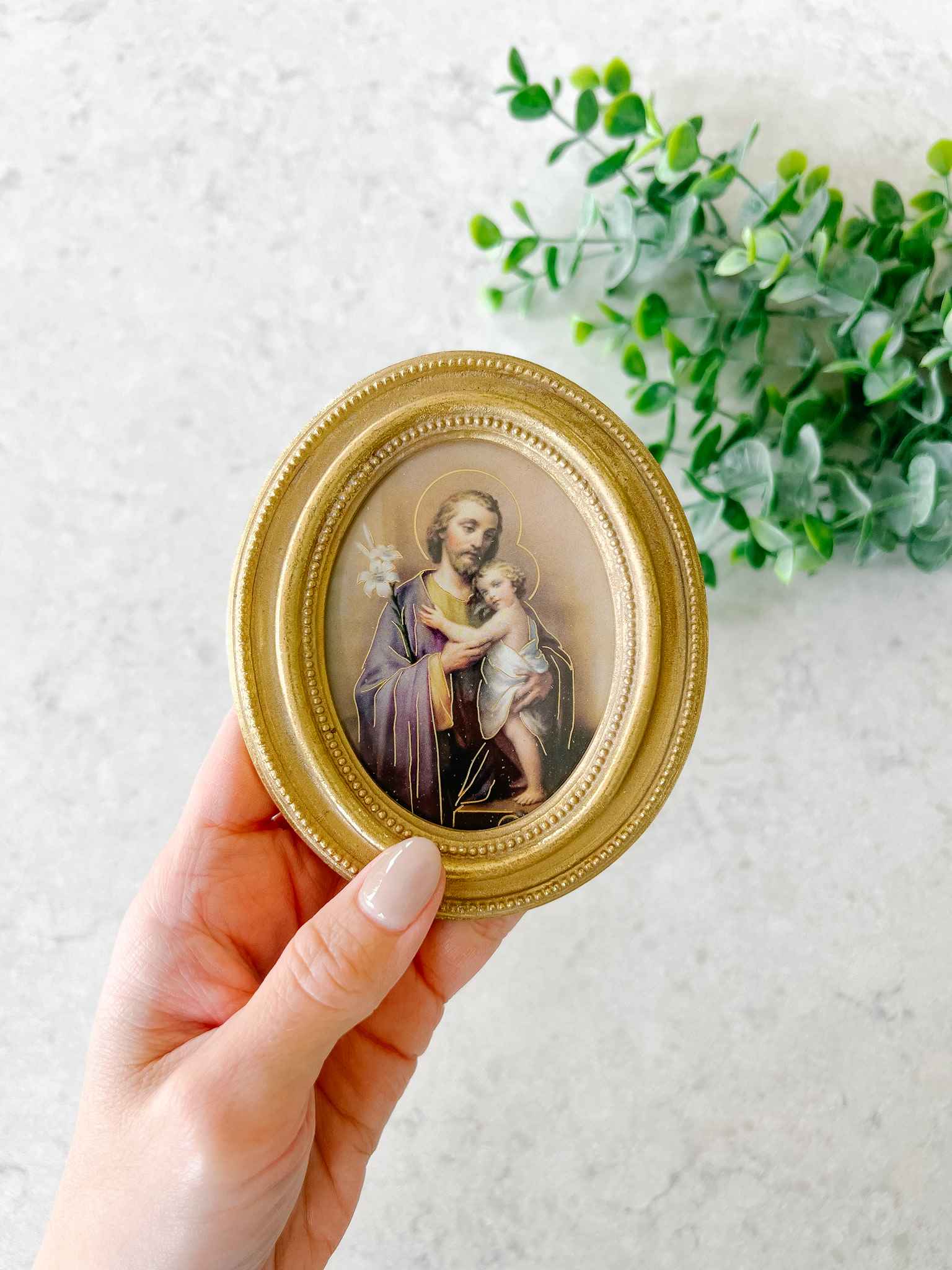 St. Joseph and Jesus Framed Wall Art - Religious Home Decor for Bedroom, Living Room & Prayer Space