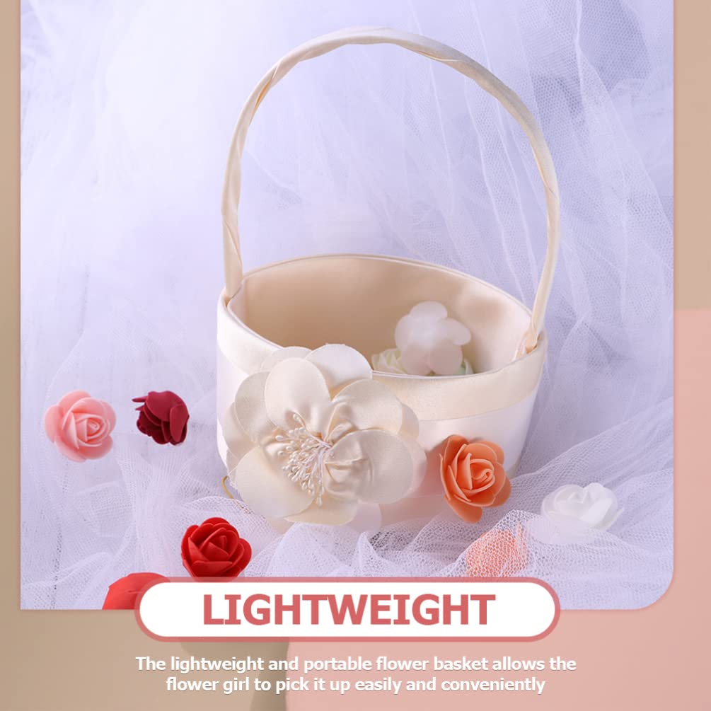 STOBOK 2-Pack Rustic Wedding Flower Basket Set - Flower Girl Basket with Rings Holder, Perfect for Petals & Bouquets - Ideal for Wedding Ceremonies, Bridal Showers & Flower Girl Processions