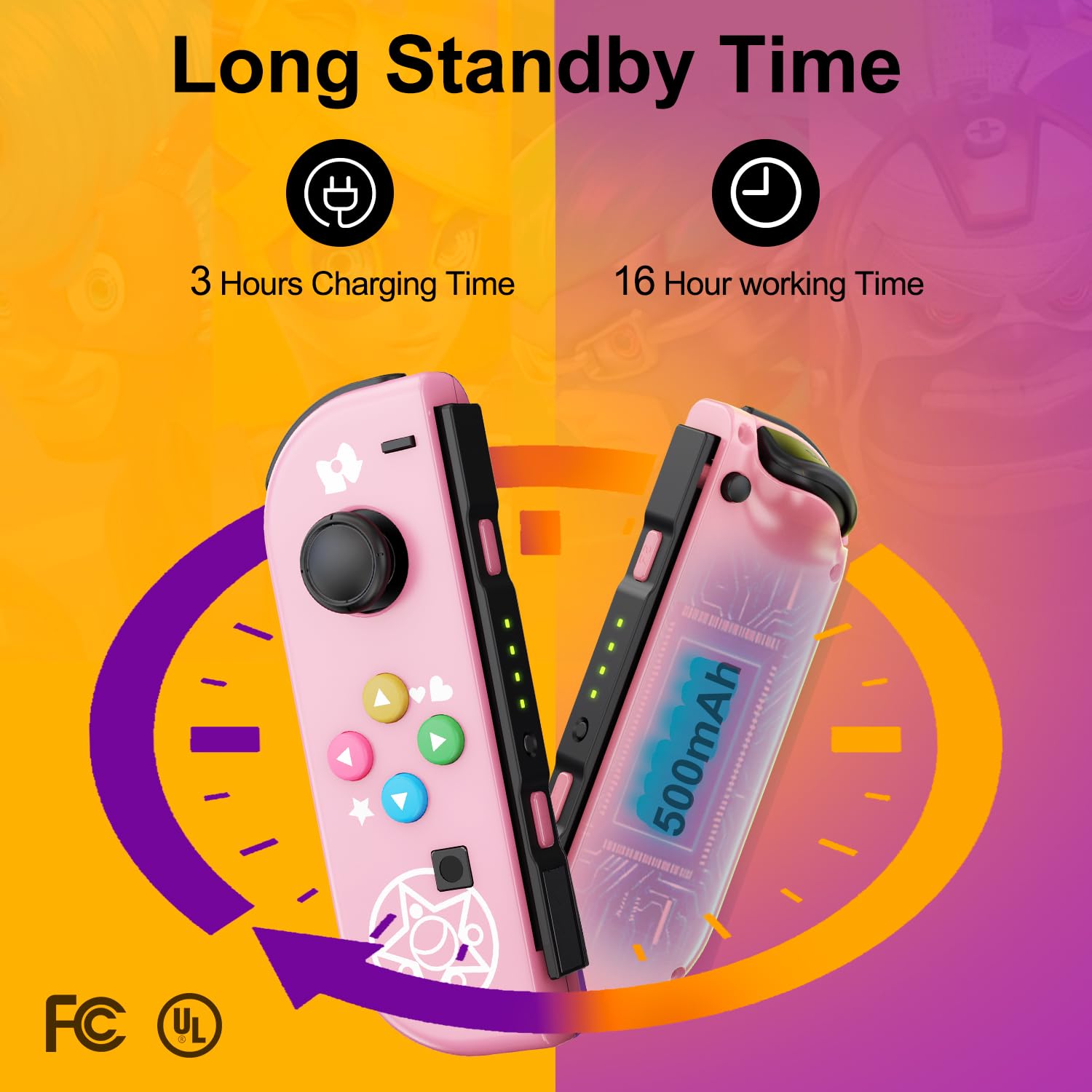 Wireless Controller for Nintendo Switch - Dual Vibration & Wake-up Function, Ergonomic Gamepad for Mario Kart, Super Smash Bros & Zelda Gaming Sessions