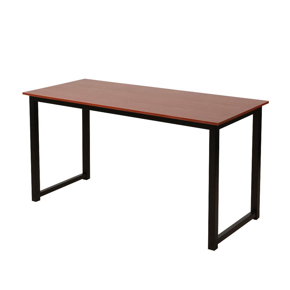 Rustic Iron Frame Wood Grain Veneer High Density Board Table 47x24x29 Inches Teak Color - Perfect for Dining Room, Kitchen, Office, and Living Room Furniture