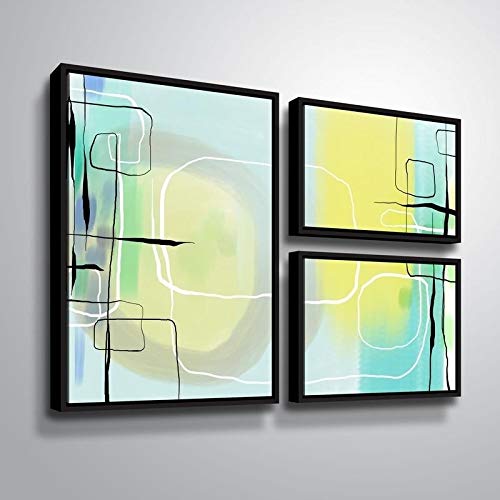 ArtWall Delores Orridge Naskrent 'High Brow' 3-Piece Floater Framed Canvas Wall Art Set - 24x36 Inches - Modern Home Decor for Living Room, Bedroom & Office